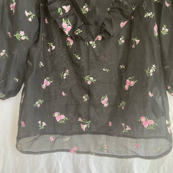 ZARA The Alice Blouse Organza Embroidered Ruffles Size Small - Picture 13 of 16